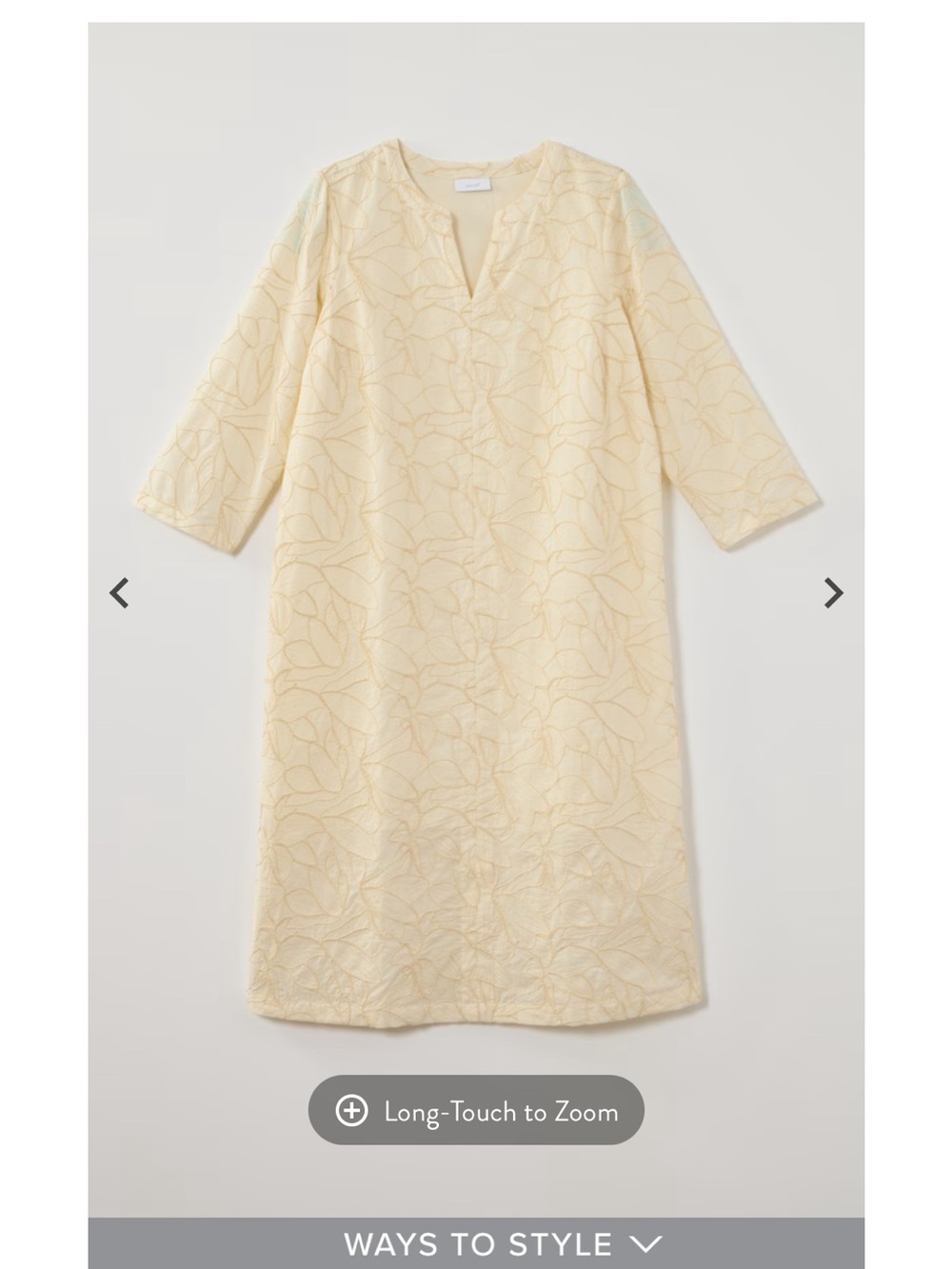 J. Jill Cream Embroidered V-Neck Cotton Dress - Picture 3 of 7